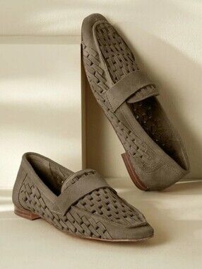 Womens DIBA. True Olive Woven Suede Loafers